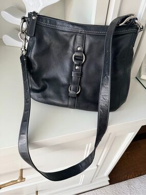 Vintage Y2K COACH Black Leather Chelsea Hobo Medium Purse Bag 14018